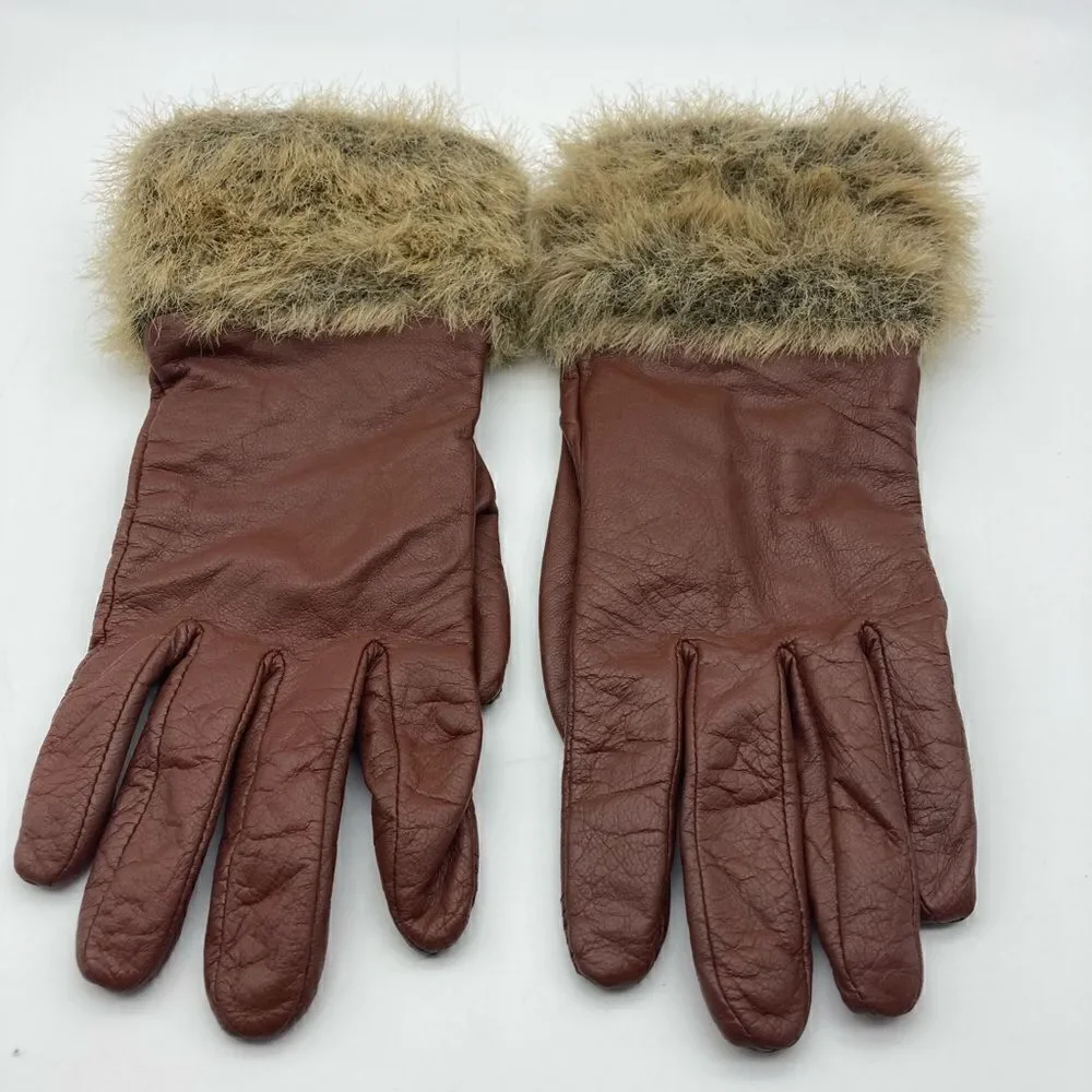 Vintage Merona Leather Gloves Size LG Cognac Color